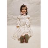 Armand Marseille 390 child doll, marked to reverse 390 A14M, blue sleeping eyes, open mouth and