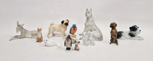 Group of English and Continental pottery and porcelain models of animals, 20th century, various