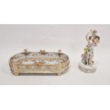 Late 19th century Schierhotz porcelain pierced shaped rectangular stand enriched in gilding, painted