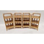 Set of four circa 1970's rattan and wicker pot stands, 70cm high x 33cm wide (4)