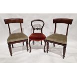 Victorian mahogany hoop dining chair and three 19th century mahogany splatback dining chairs with