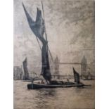 C. H. Baskett  Etchings 'The Lower Pool' showing Tower Bridge, signed in pencil and titled in the