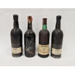 Six bottle wicker wine carrier containing four bottles of port, two Dow 1960 vintage, a Taylor's