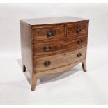 Mahogany bow fronted chest of two short and two long drawers with oval brass plate handles, H. 79