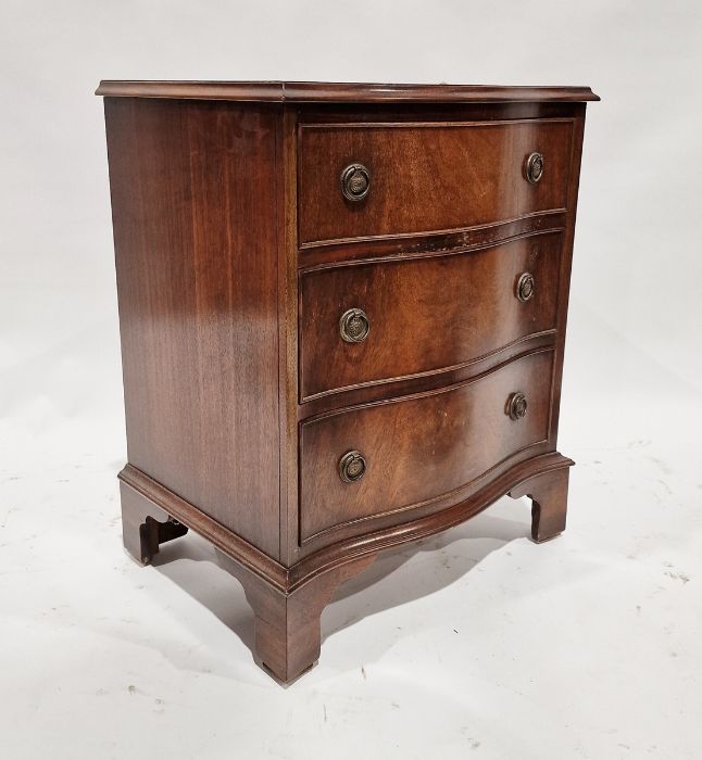 Reprodux chest of three short drawers, on bracket feet,  67 h x 53cm wide