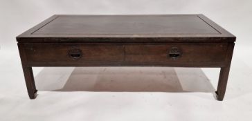 Mid-20th century Oriental-style darkwood occasional table with two frieze drawers