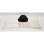 Damask table cloth, twelve damask napkins and bowler hat by Dunn & Co. Condition ReportNapkins