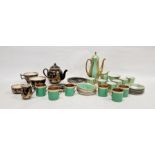 Crown Devon green ground Art Deco part-coffee service printed with a gilt cracked ice pattern