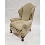 Georgian-style high wing back armchair in beige