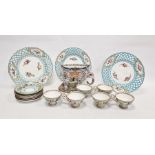 Collection of English and Continental pottery and porcelain, three Mintons pierced dessert plates