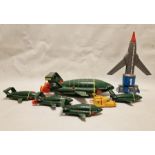 Carlton Thunderbird 1 (unboxed), Carlton large Thunderbird 2 (unboxed), Thunderbird 4 and four