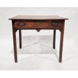 19th century oak side table with frieze drawer, on straight supports  72 x 84 x 53 deep cmsCondition
