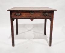 19th century oak side table with frieze drawer, on straight supports  72 x 84 x 53 deep cmsCondition