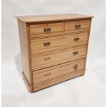 20th century pine chest of two short and three long drawers, on bun feet 105 cms h. x 105 cms x 49