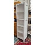 White painted square five-tier shelving unit, 46cm wide