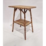 Early 20th century cane and bamboo rectangular two-tier occasional table 66cms x 52 x 36