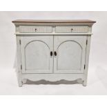 20th century painted side cupboard with pair of drawers above panelled cupboards, 95cms x 104 cm x