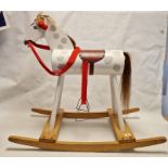 20th century painted wooden rocking horse, 80cm high approx.