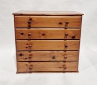 20th century pine chest of five long drawers  96 cms x 100 x 48 cms