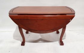 Chinese rosewood extending dining table with linear panels, on cabriole legs, claw and ball feet,