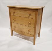 Gilbert Logan & Sons lightwood chest of three drawers with turned knob handles, 87cm wide x 45cm