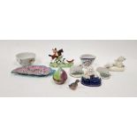 Assorted English and Asian porcelain including an equestrian figure of a hunt, two Staffordshire