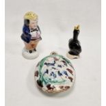Staffordshire pottery flask, late 18th/early 19th century, moulded with Venus and Cupid enriched