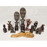 African carved wooden figures and models and other treen items