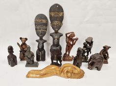 African carved wooden figures and models and other treen items