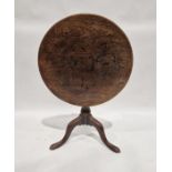 19th century mahogany tilt-top circular table on tripod supports, 70cm diameter Condition