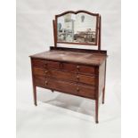 Sewing machine table enclosing VFM sewing machine, 62cm wide and a mahogany mirror-back dressing