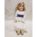 Armand Marseille doll, A14M with open and shut brown eyes, open mouth and teeth, in a white dress