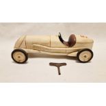 JEP French clockwork tinplate racing car, white with no.5, 47cm approx. Condition ReportMotor works.