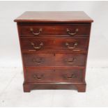 Mahogany hifi cabinet within Georgian-style mahogany chest, with double drawer fall front above a