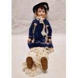 Heubach Koppelsdorf bisque headed child doll, marked 302.10 to reverse of head, brown sleeping eyes,