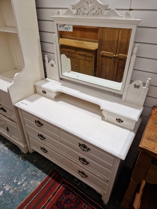 Edwardian white painted dressing chest, the mirrored top with two drawers over two short and three - Image 4 of 20