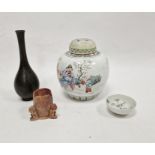 19th century Chinese porcelain ginger jar and cover painted with figures before terracing with