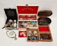 Quantity of costume jewellery to include gent's watches, bead necklaces, etc (1 box)