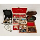 Quantity of costume jewellery to include gent's watches, bead necklaces, etc (1 box)