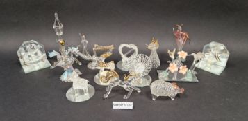 Quantity of lattice and filigree glass animals and ornaments