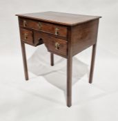 19th century mahogany kneehole dressing table with brass escutcheons and handles, 77 x  71cm wide  x