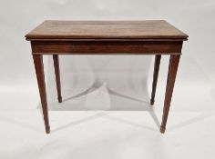 Mahogany foldover top card table with D-mould edge, having concertina action opening to 91cm