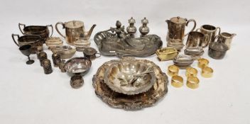 Large quantity of plated ware to include table lighters, teaware and other items (1 box)