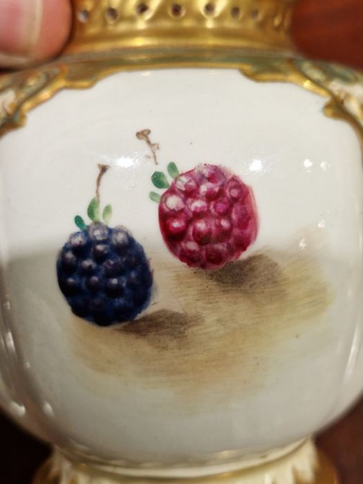 Royal Worcester fruit decorated lobed oviform vase and cover painted by E. Townsend, painted with - Image 9 of 16
