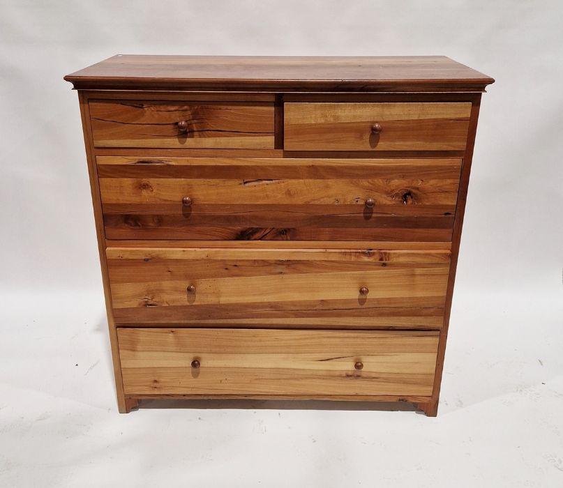 Modern lightwood chest of two short and three long drawers, 110 cms x 109cm wide x 50 cms