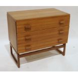 G-Plan teak chest of three drawers, labelled to drawer, 81cm wide