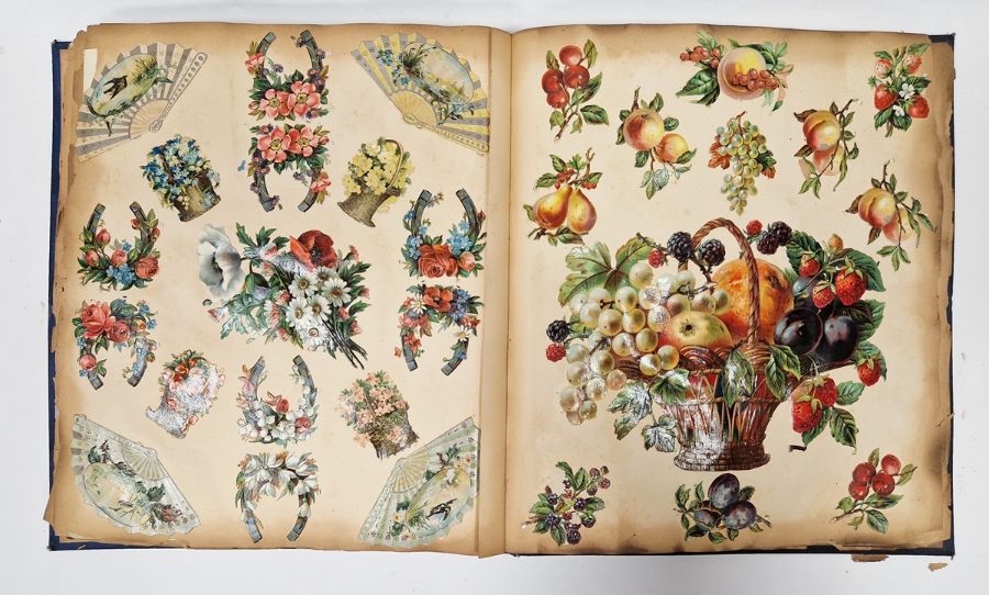 Victorian scrap album dated 1893, containing many sheets of greetings cards, animal, figure, - Image 6 of 6