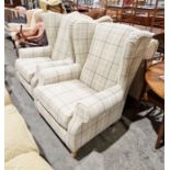 Pair of 'Next ' check wool upholstered wingback armchairs (2)