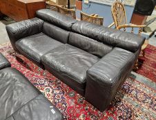 Natuzzi black leather sofa unit comprising of two chairs, one 116cm wide and one 100cm wide approx.