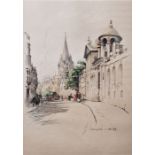 Marjorie C. Bates Colour print 'The High, Oxford' titled in pencil on margin, framed and glazed
